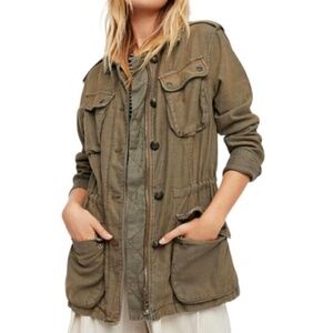 Women's Free People Not Your Brothers Surplus Jacket Army Green
